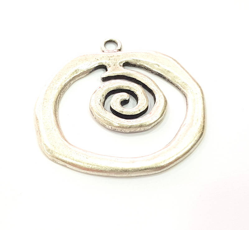 Spiral Pendant Antique Silver Plated Pendants (52x53mm)  G9127