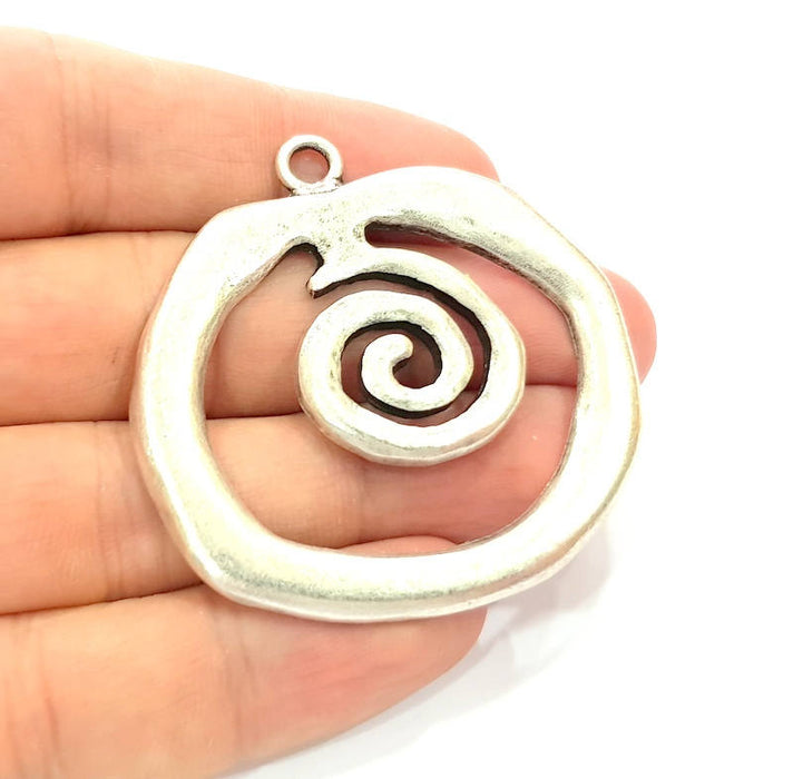 Spiral Pendant Antique Silver Plated Pendants (52x53mm)  G9127