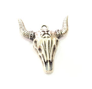 Silver Ox Head Skull Pendant Antique Silver Plated Pendant (46x38mm) G9434