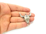 Silver Ox Head Skull Pendant Antique Silver Plated Pendant (46x38mm) G9434