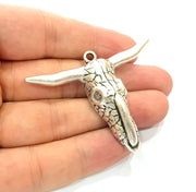 Silver Ox Head Skull Pendant Antique Silver Plated Pendant (61x47mm) G9129
