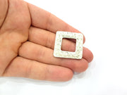 2 Square Pendant Hammered Square Connector Pendant Antique Silver Plated Geometric Pendants (31mm) G9130