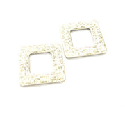 2 Square Pendant Hammered Square Connector Pendant Antique Silver Plated Geometric Pendants (31mm) G9130