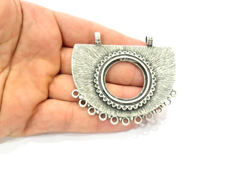 Silver Pendant Connector Antique Silver Plated Collar Pendant (70x58mm) G9134