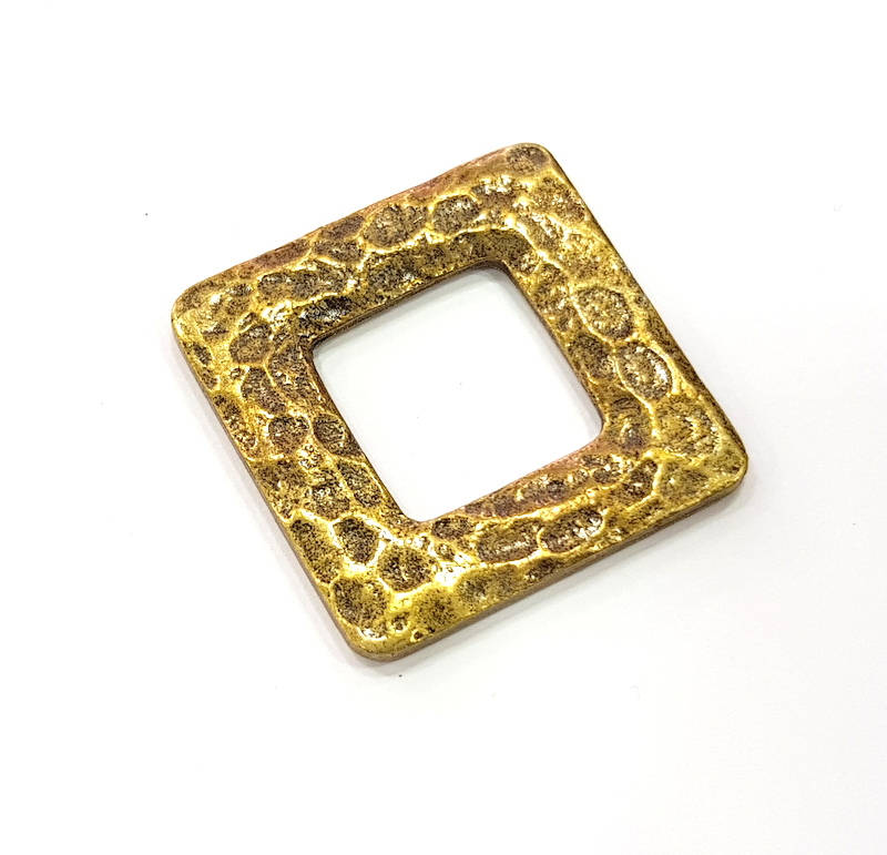 2 Antique Bronze Square Connector Antique Bronze Pendant (32mm) G9149