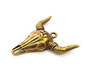 Ox Head Skull Pendant Antique Bronze Plated Pendant (46x38mm) G9151