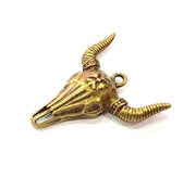 Ox Head Skull Pendant Antique Bronze Plated Pendant (46x38mm) G9151