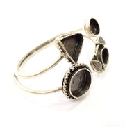Silver Bracelet Blank Bangle Blank Cuff Blank Adjustable Bracelet inlay Blank Antique Silver Plated Brass  G9788