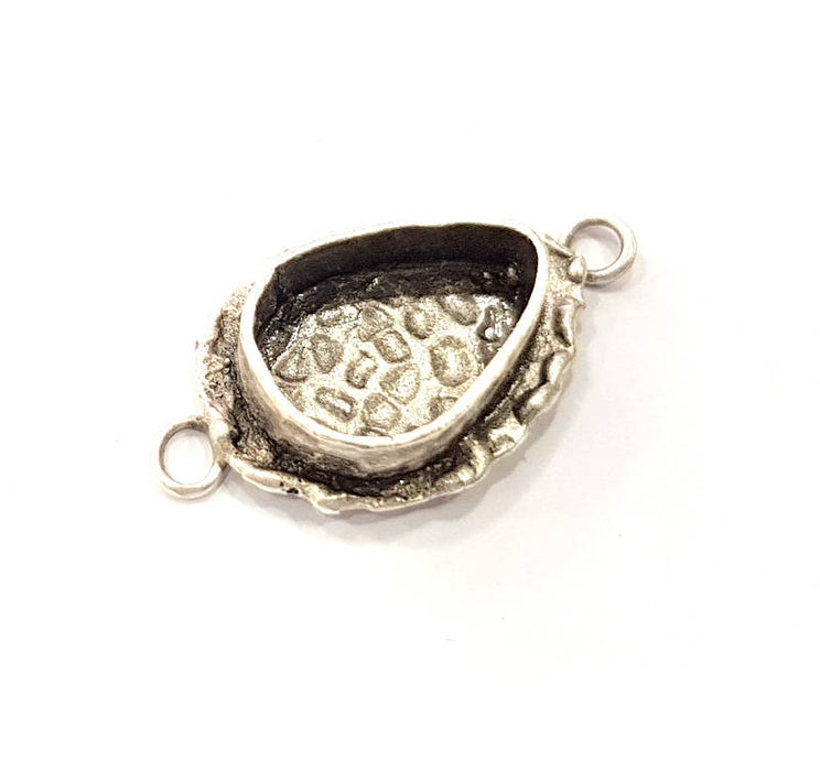 Silver Pendant Blank Connector Mosaic Base Blank inlay Blank Necklace Blank Resin Blank Antique Silver Plated Brass ( 14x10mm blank )  G9793