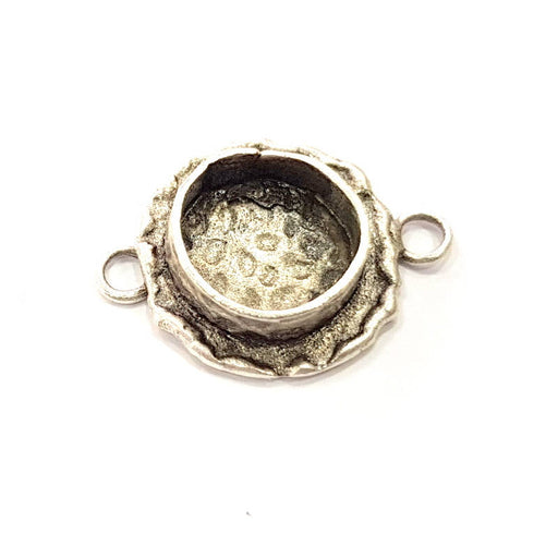 Silver Pendant Blank Connector Mosaic Base Blank inlay Blank Necklace Blank Resin Blank Antique Silver Plated Brass ( 10mm blank )  G9794