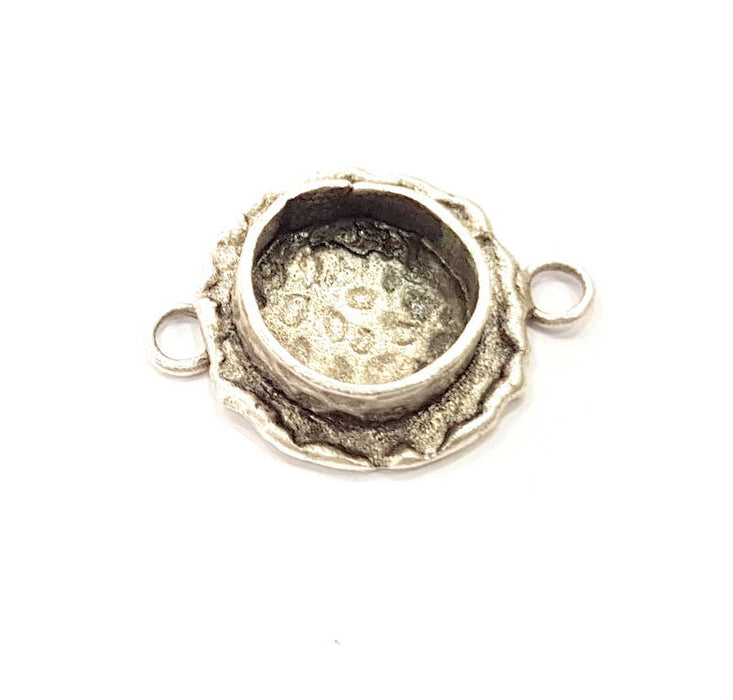 Silver Pendant Blank Connector Mosaic Base Blank inlay Blank Necklace Blank Resin Blank Antique Silver Plated Brass ( 10mm blank )  G9794