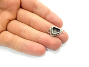 Silver Pendant Blank Connector Mosaic Base Blank inlay Blank Necklace Blank Resin Blank Antique Silver Plated Brass ( 9x7mm blank )  G9796