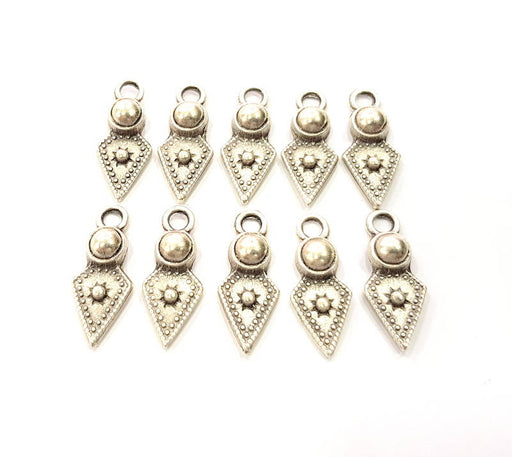 10 Silver Charms Antique Silver Plated Charms (23x9mm) G9802