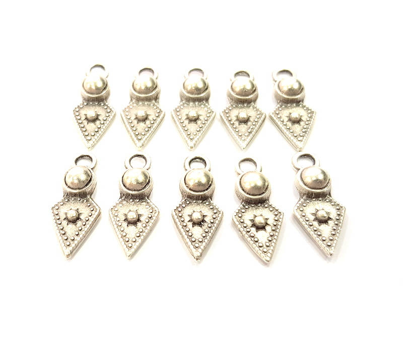 20 Silver Charms Antique Silver Plated Charms (23x9mm) G9802