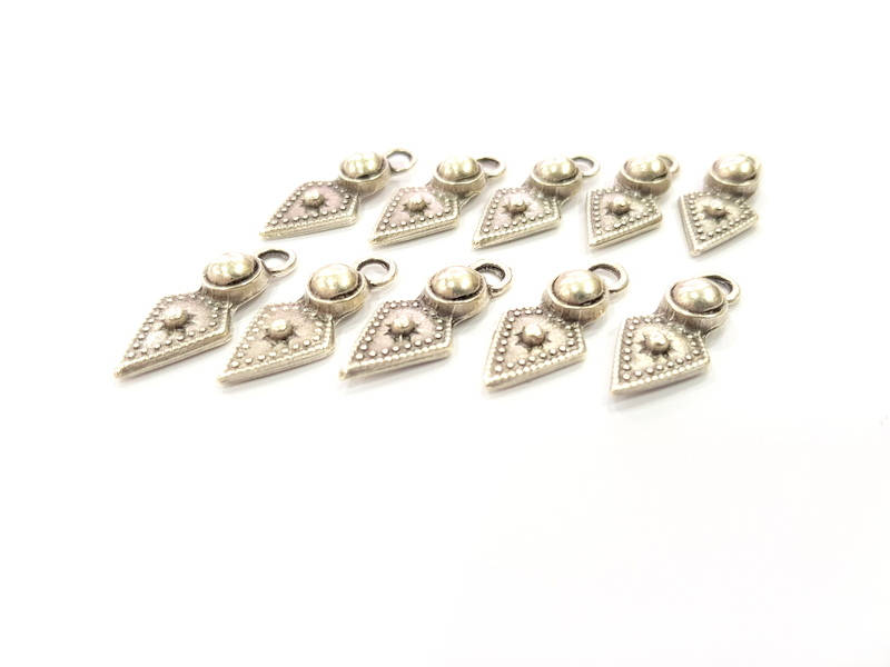 20 Silver Charms Antique Silver Plated Charms (23x9mm) G9802