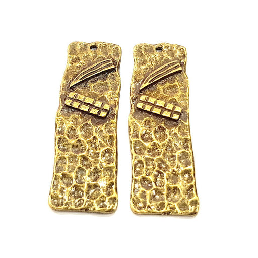 2 Antique Bronze Plated Pendant (48x16mm) G9826