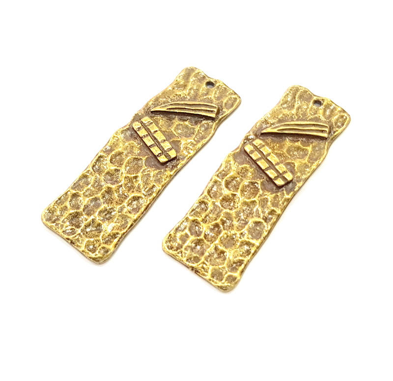 2 Antique Bronze Plated Pendant (48x16mm) G9826
