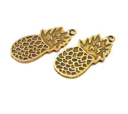 2 Pineapple Charm Antique Bronze Charm Antique Bronze Plated Charm (40x18mm) G9827