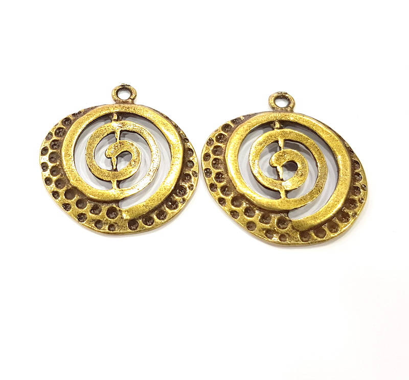 2 Antique Bronze Charm Antique Bronze Plated Charm (35x31mm) G9828