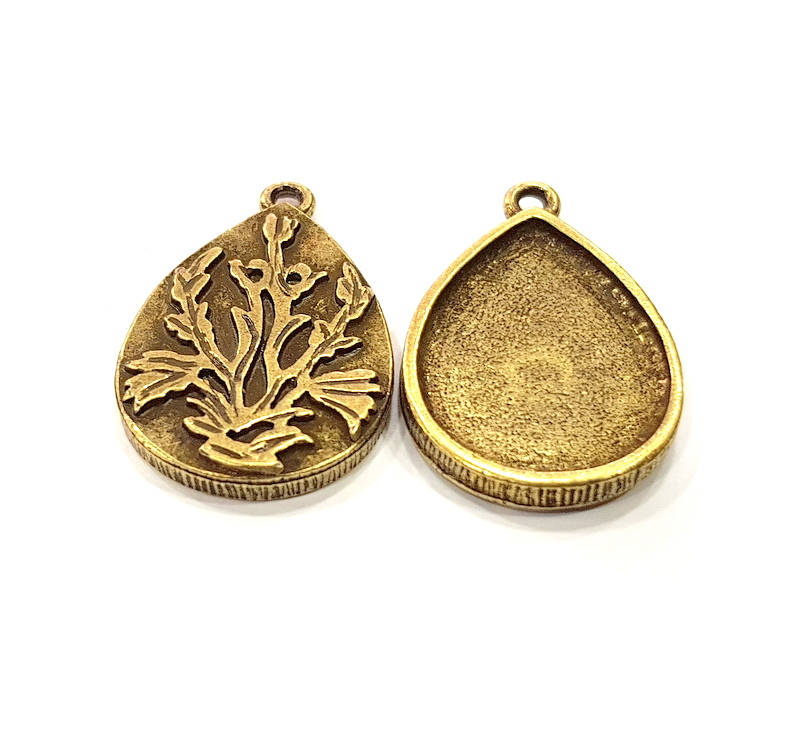 2 Antique Bronze Pendant Blank inlay Blank Mosaic Blank Resin Blank Bezel Base Setting Mountings Antique Bronze Plated (25x18mm) G9831