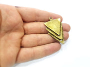 2 Triangle Pendant Antique Bronze Plated Pendant (47x32mm) G9833