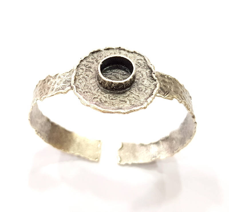 Silver Bracelet Blanks Bangle Blanks Cuff Blanks Adjustable Hammered Bracelet Blank Antique Silver Plated Brass ( 10mm Blanks ) G9153