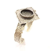 Silver Bracelet Blanks Bangle Blanks Cuff Blanks Adjustable Hammered Bracelet Blank Antique Silver Plated Brass ( 17x13mm Blanks ) G9157