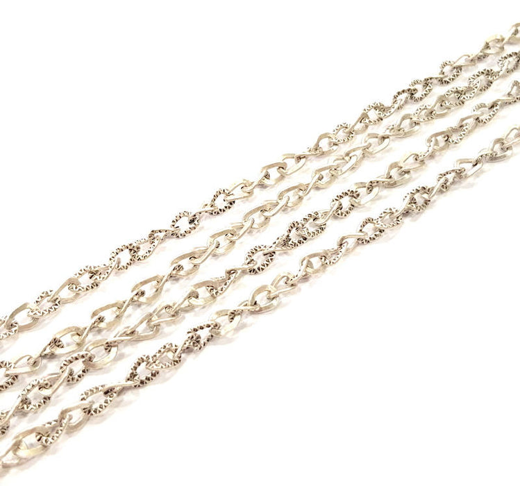 Textured Chain Silver Chain Antique Silver Plated Chain  1 Meter - 3.3 Feet (7x4 mm) G9162