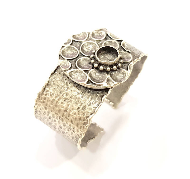 Silver Bracelet Blanks Bangle Blanks Cuff Blanks Adjustable Hammered Bracelet Blank Antique Silver Plated Brass (10mm Blanks ) G9165