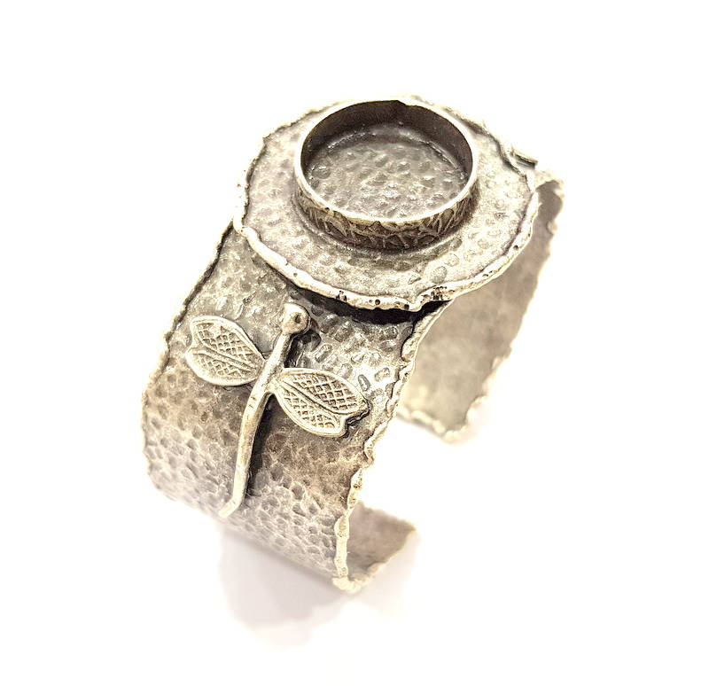 Silver Bracelet Blanks Bangle Blanks Cuff Blanks Adjustable Hammered Bracelet Blank Antique Silver Plated Brass (19mm Blanks ) G9168