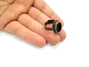 Copper Ring Settings inlay Ring Blank Mosaic Ring Bezel Base Cabochon Mountings (14x10mm blank ) Antique Copper Plated Brass G10241
