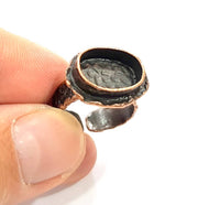 Copper Ring Settings inlay Ring Blank Mosaic Ring Bezel Base Cabochon Mountings (14x10mm blank ) Antique Copper Plated Brass G9172