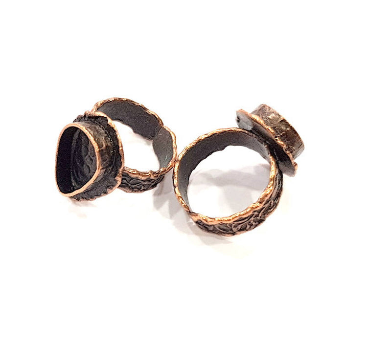 Copper Ring Settings inlay Ring Blank Mosaic Ring Bezel Base Cabochon Mountings (14x10mm blank ) Antique Copper Plated Brass G9174
