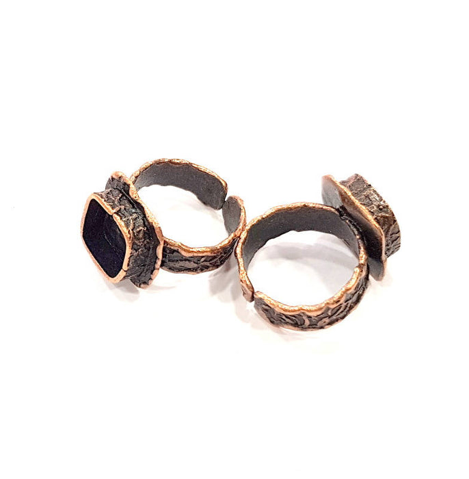 Copper Ring Settings inlay Ring Blank Mosaic Ring Bezel Base Cabochon Mountings (10mm blank ) Antique Copper Plated Brass G9175