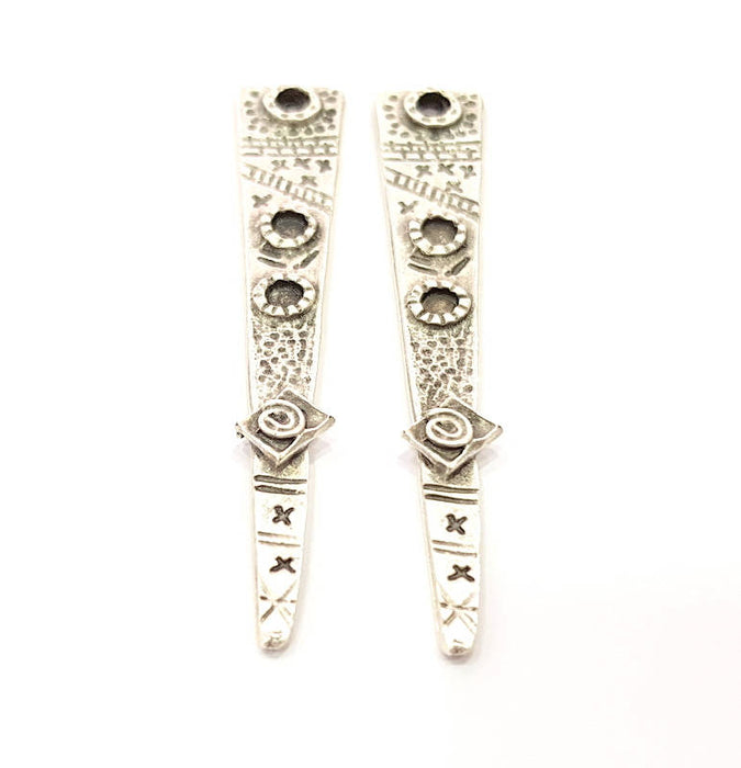 2 Silver Charms Antique Silver Plated Charms (73x13mm) G9886
