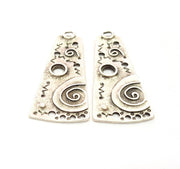 2 Silver Charms Antique Silver Plated Charms (53x22mm) G12665
