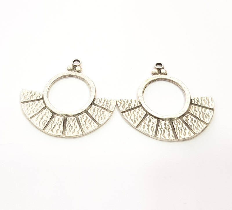 2 Silver Charms Antique Silver Plated Charms (42x41mm) G9893