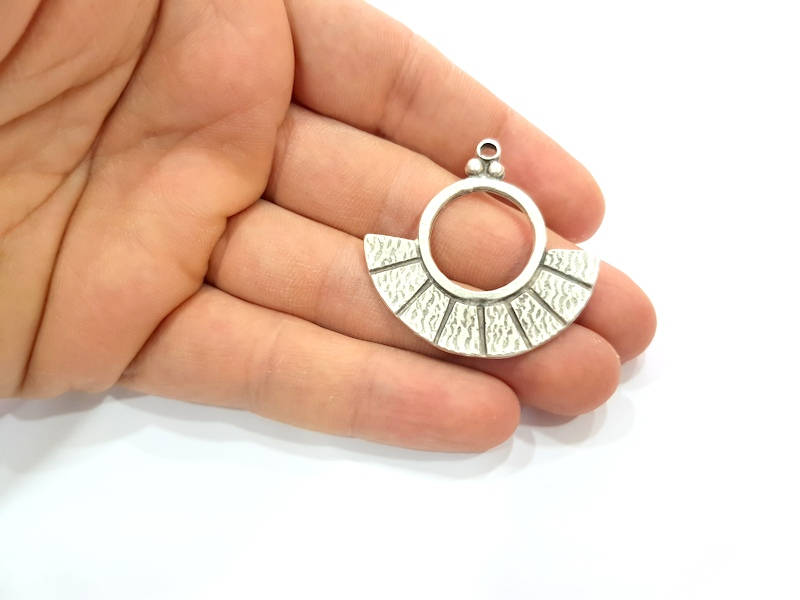 2 Silver Charms Antique Silver Plated Charms (42x41mm) G9893