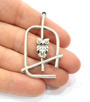 2 Owl Charms Antique Silver Plated Charms (52x31mm) G9896