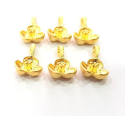 6 Gold Flower Charm Gold Plated Charms  (13x9mm)  G9901