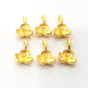 6 Gold Flower Charm Gold Plated Charms  (13x9mm)  G9901