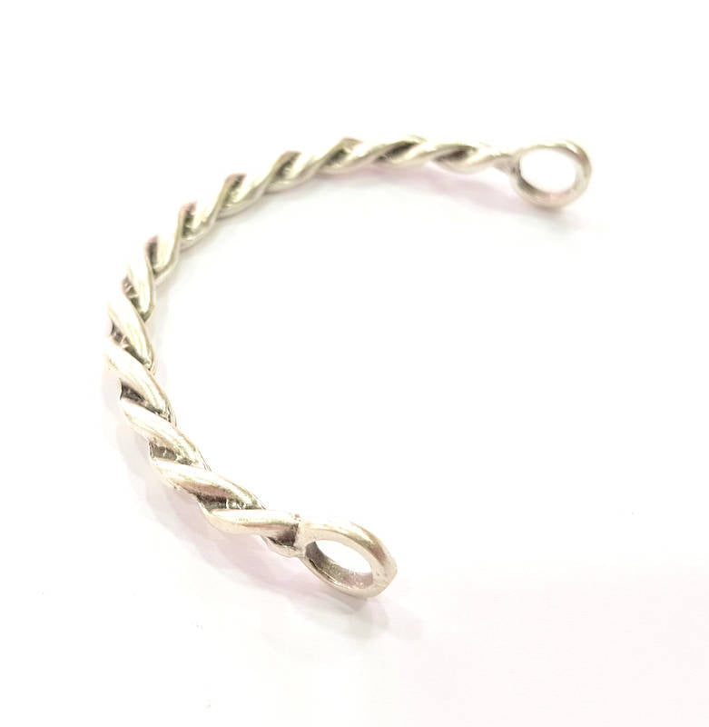 2 Silver Bangle Component Bracelet Components Antique Silver Plated Metal G14390