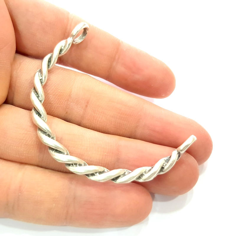 2 Silver Bangle Component Bracelet Components Antique Silver Plated Metal G14390