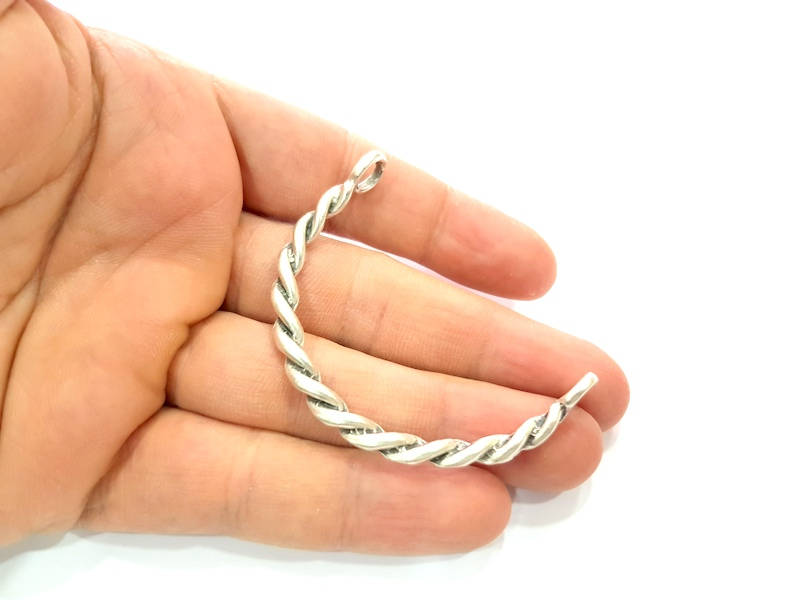 2 Silver Bangle Component Bracelet Components Antique Silver Plated Metal G14390