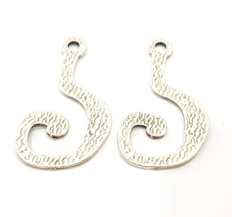 2 Silver Charms Antique Silver Plated Charms (53x32mm) G14601
