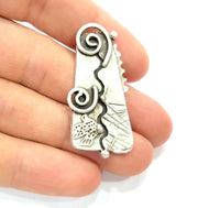 2 Silver Charms Antique Silver Plated Charms (46x20mm) G9910