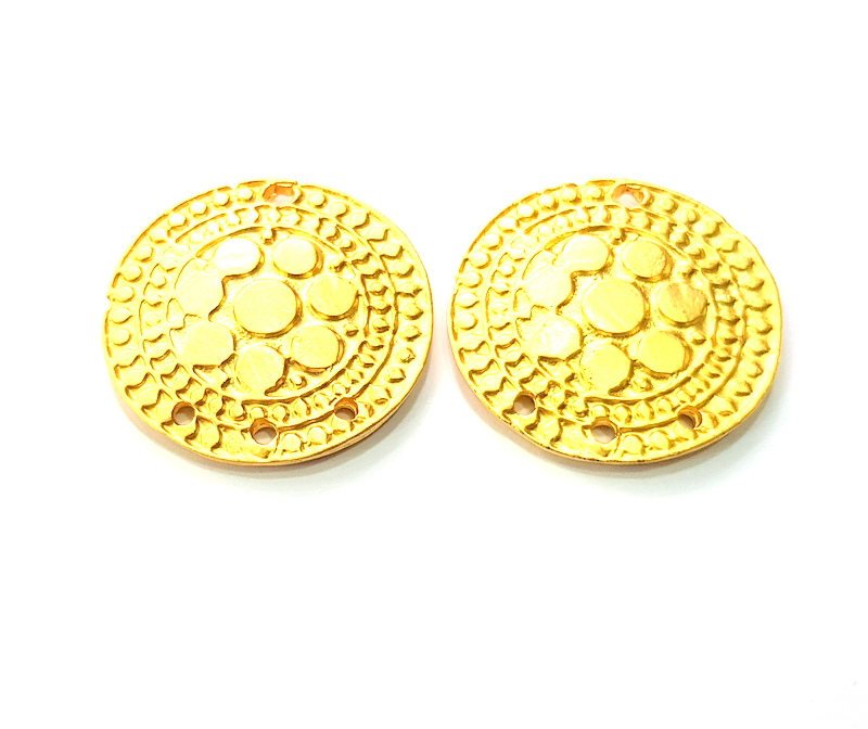 2 Gold Connector Charm Gold Plated Charms  (26mm)  G9932