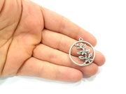 2 Leaf Charms Flower Charm Silver Charms Antique Silver Plated Charms (28mm) G9966