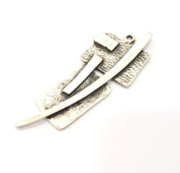 2 Silver Charms Antique Silver Plated Charms (66x22mm) G9968