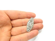 4 Silver Charms Antique Silver Plated Charms (38x15mm) G9983
